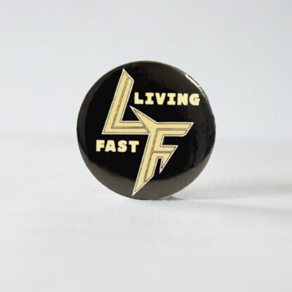 Turborock Productions Living Fast, LF logo, black/yellow (37 mm), badge/pin Heavy Metal